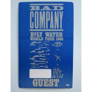 Bad Company Holy Water Backstage Pass Original 1990 Tour Hard Rock Music Navy